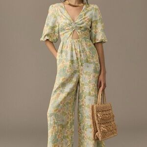 NWT ANTHROPOLOGIE Sancia Floral Puff Sleeve Jumpsuit